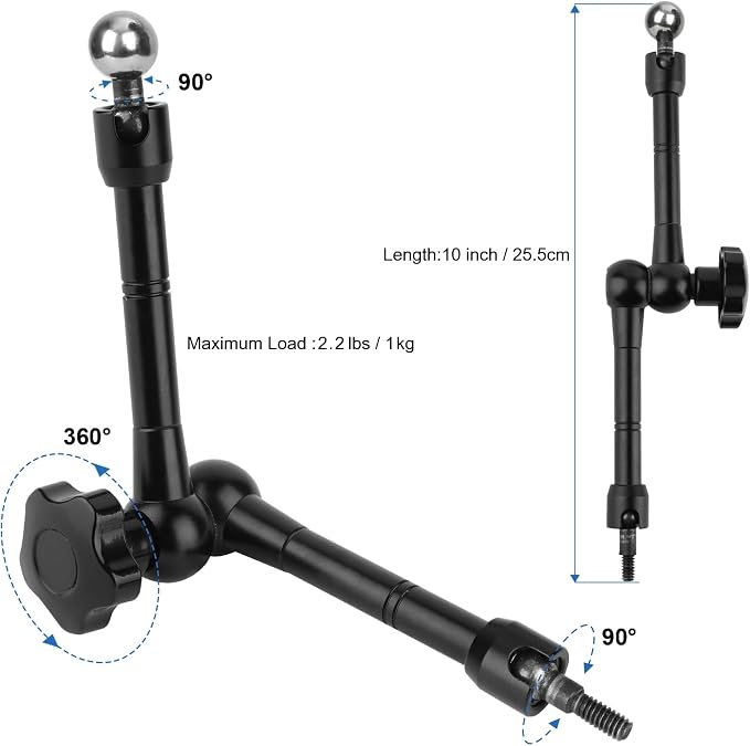 Mippko iPad Holder for Microphone Stand/Mic Music Stand,Tablet Mount Compatible with 4.7~12.9" / Nexus/LG G Pads/e-Reader/Switch/iPhone,360° Adjustable 10" Long Aluminum Alloy Arm