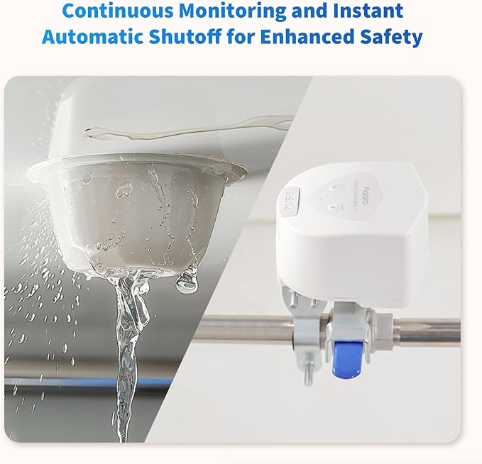 Aqara Water Leak Sensor 3 Pack and Smart Valve Controller T1 Kits,Supports App Remote Control Shutoff and Notifications,Works with HomeKit,Alexa,Google,IFTTT