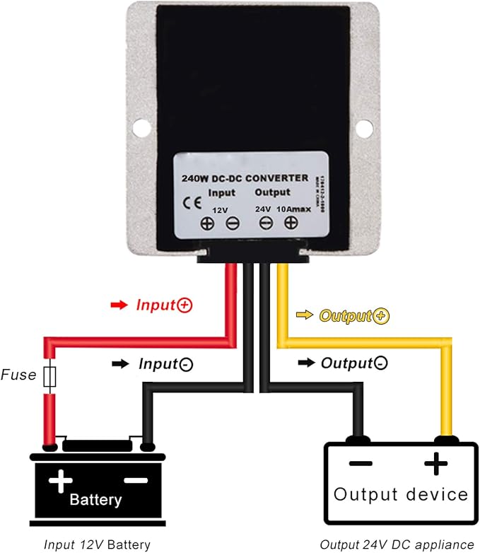 DC Boost Converter, 12V to 24V 10A 240W Voltage Booster, DC Power Supply Module, Waterproof - for Car, Truck, Boat, Electric Bike