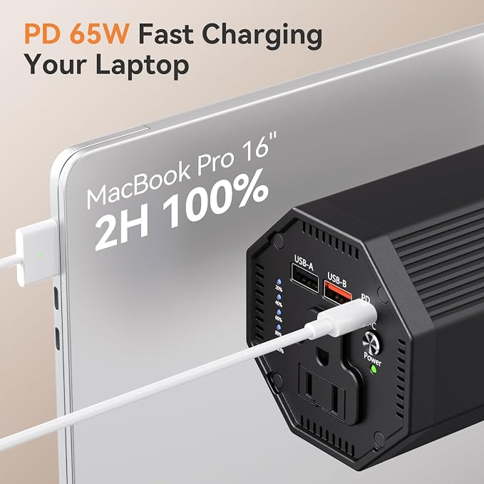 AC Outlet Laptop Power Bank, 65W PD Portable Laptop Charger, 100W/27000mAh Power Station Travel Portable Battery Pack for Outdoor Camping Travel Home Office Hurricane Emergency Use1