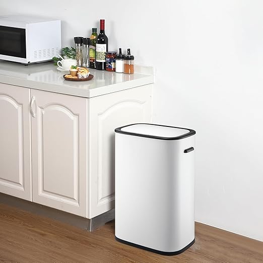Kitchen Trash Can with Lid, Automatic Motion Sensor Trash Can for Kitchen Home Office, Bedroom, Living Room, Smart Garbage Can Touchless High-Capacity Waste Bin, 55L/14.5 Gallon, White