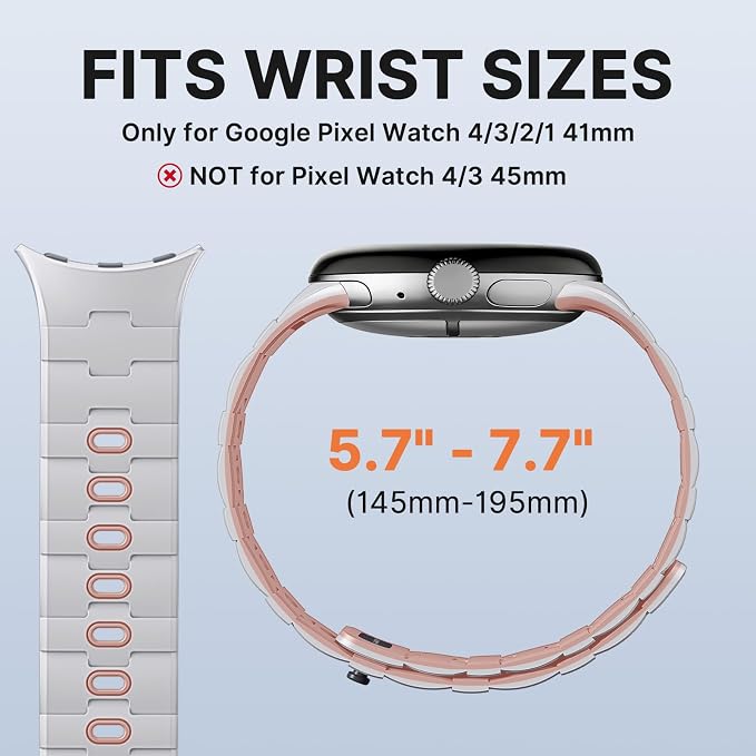 Bandletic Magnetic Silicone Bands Compatible with Google Pixel Watch 4/3/2/1 41mm for Women and Men, Rugged Soft Sport Strap Replacement Wristband