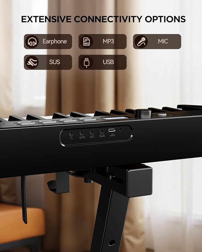 Rhymo 88 Key Portable Piano Keyboard, Semi-Weighted Folding Piano Full Size, Ultra Sound Upgrand Imitation Wood Texture Keyboard w/MIDI Bluetooth LCD Display Screen, Sustain Pedal for Beginners Adult