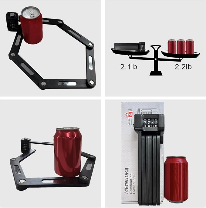 35 Inch Folding Bike Lock with Mount Bracket Kit, 4-Digit Combination for Bicycles, E-Bikes, Heavy Duty Anti-Theft, Anti-Cut, Anti-Pry Bicycle Lock