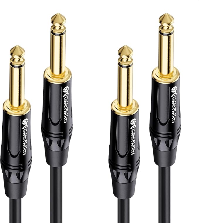 Cable Matters 2-Pack 1/4 Inch TS to TS Electric Guitar Cable - 15ft, Guitar Amp Cord, Instrument Cable for ElectricGuitar, Mandolin, Bass AMP, Keyboard, Mixer, Equalizer