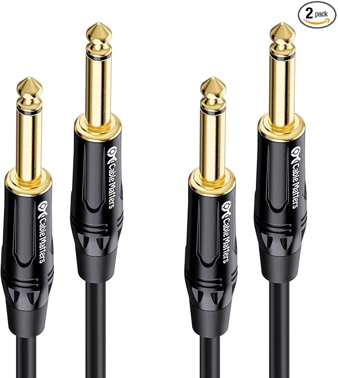 Cable Matters 2-Pack 1/4 Inch TS to TS Electric Guitar Cable - 3ft, Guitar Amp Cord, Instrument Cable for ElectricGuitar, Mandolin, Bass AMP, Keyboard, Mixer, Equalizer