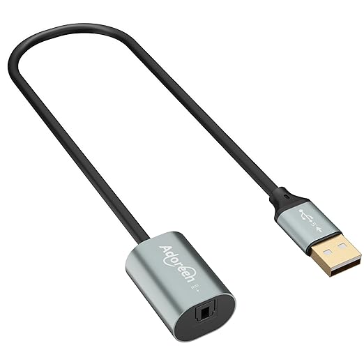 Adoreen Male USB A 2.0 to Female Toslink Digital Optical Audio Cable Adapter 0.6 Ft, USB to SPDIF Port Fiber Optic Converter, for Laptop Computer PC PS5/PS4, NOT for TV Or Other-Unidirectional