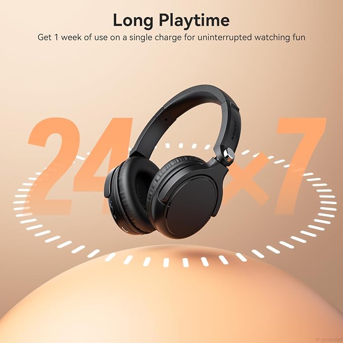 Wireless Headphones for TV Watching, TV Headphones Wireless for Seniors with Transmitter Charging Base, Over Ear Bluetooth Headset No Audio Delay, HiFi Stereo, 65H Playtime, Gifts for Parents/Elderly