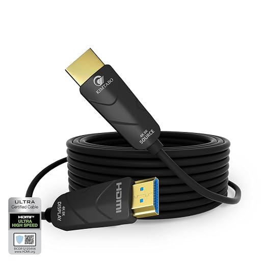 Fiber Optic HDMI Cable 50 ft, 10K 8K 4K Certified HDMI 2.1 Cable, CL3 Rated in Wall 48Gbps Extra Long Active Cable, Slim & Light Unidirectional One-Way HDMI, Support D-HDR, eARC Dolby Atmos