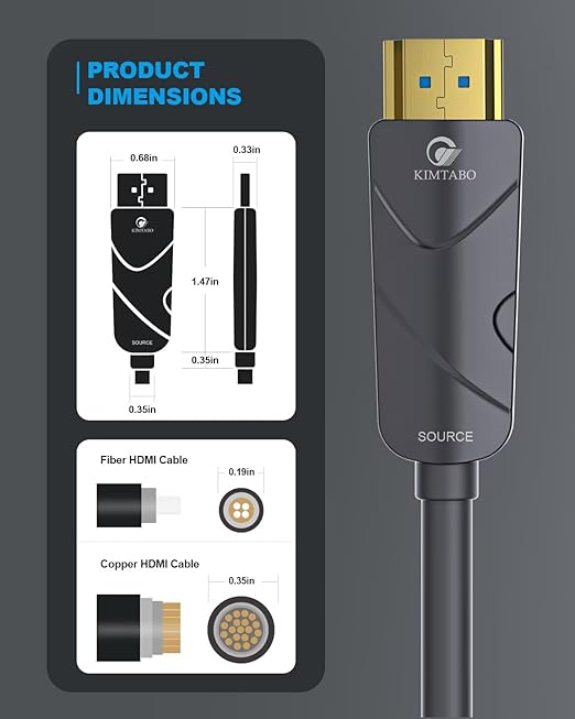 4K HDMI Cable 100 ft，Fiber Optic HDMI Cord (HDMI2.0b, 18Gbps, 4K 60Hz 4:4:4 RGB, 1080p), Ultra High Speed Uni-Directional Active Slim Cord, Compatible with PC Laptop PS3 PS4 Projector HDTV