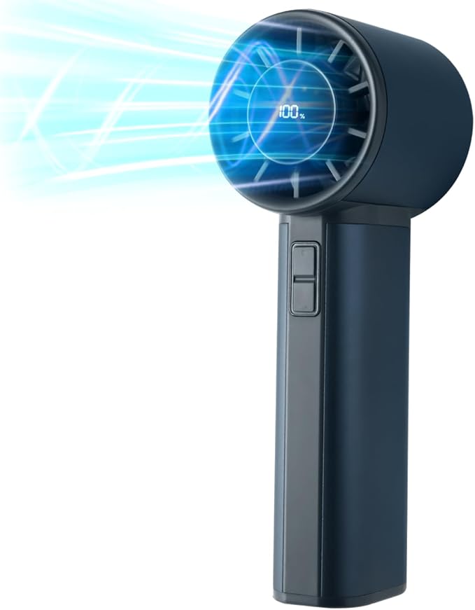 Handheld Turbo Fan with 1-100 Speed - 15H Max Cooling Mini Portable Fan, Metal Personal Air Cooler for Commute and Travel, Gifts for Men and Women, Blue
