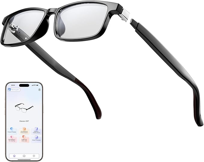 AI Translation Smart Glasses – 100+ Languages Real-Time Interpreter, Bluetooth 5.4 for Music & Calls, UV and Blue Light Blocking, Lightweight and Waterproof for Travel and Business Meetings