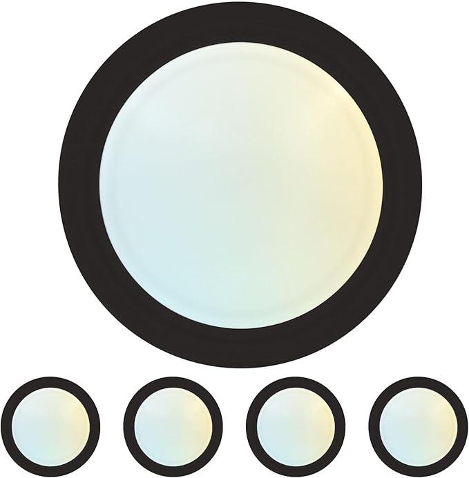 LUXRITE 6 Inch LED Disk Lights, Dimmable Flush Mount Ceiling Light, 5CCT Selectable 2700K 3000K 3500K 4000K 5000K, 12.5W, 1000LM (Black, 4 Count (Pack of 1))