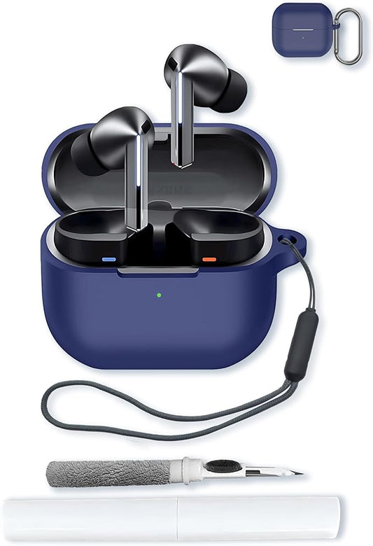 generic Compatible with SAMSUNG Galaxy Buds 3 case,for Galaxy Buds 3 pro Soft Silicone Case Cover with Keychain,Cleaning Kit and Lanyard,Shockproof,for Galaxy Buds 3/pro (2024) Accessories-Darkblue