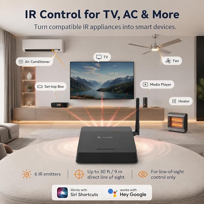 Matter Smart Home Hub M1 Pro - Matter Controller, Thread Border Router, Tuya Zigbee & Smart IR Hub, Compatible with Apple Home/Google/SmartThings/Home Assistant