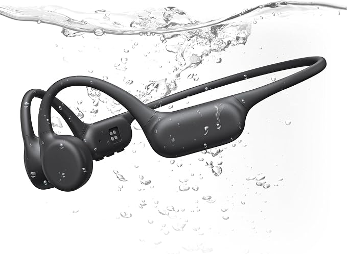 PSIER Bone Conduction Headphones IPX8 Waterproof Swimming Headphones with MP3 Mode 32GB Memory, Open Ear Headphones with AI Music Generation 8 Hours Playtime Bluetooth 6.0 for Running and Fitness