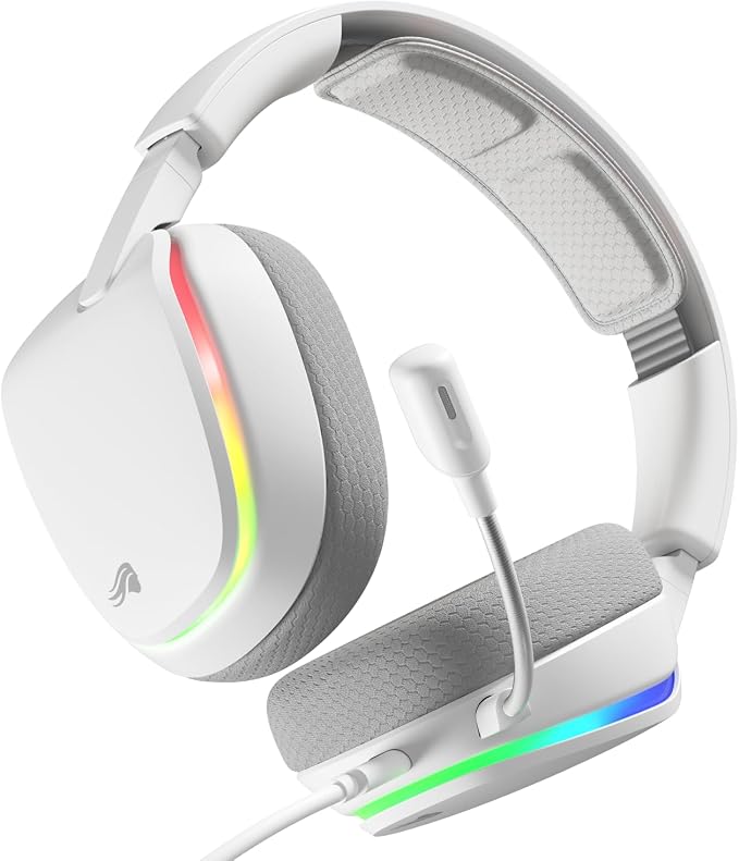 GLORIOUS GHS Eternal RGB - Stereo RGB Gaming Headset for PC, PS5, PS4, Switch - Custom Tuned Angled Drivers, Adjustable Crystal Clear Detachable Mic, USB-C - Durable, All Day/Night Comfort - White