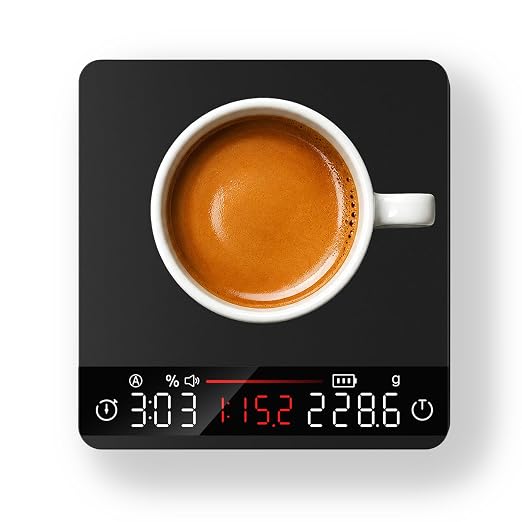 Mini Coffee Scale with Timer,Rechargeable Espresso Scale with Auto Timing, Ratio,Flow Rate Display,2kg/0.1g High Precision,for Espresso & Pour-Over Coffee,Portable Metal Digital Kitchen Scale,Black