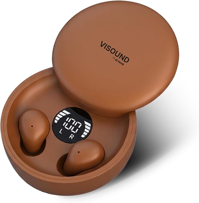 Air Skin Tones Invisible Earbuds for Small Ears - Wireless Bluetooth 5.4, Skin-Matching Mini Stemless Ear Buds, IPX5 Waterproof, ENC Noise Cancelling (Copper Amber)