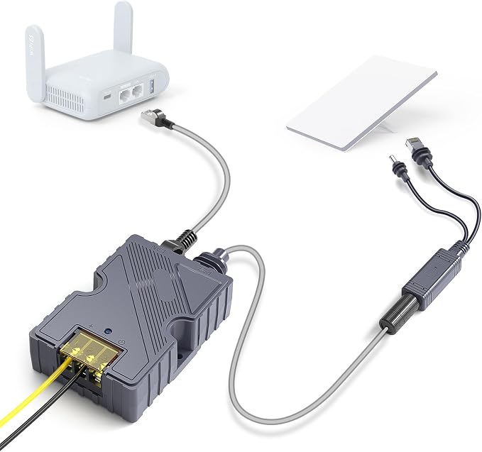 XLTTYWL® 150W GigE PoE Injector Splitter & Adapter for Starlink Mini/Mini X | Fits Starlink Mini/ Mini X, 150W GigE PoE Splitter, DC & RJ45 Adapter, ESD Protection, Plug & Play, No Step-Up Converter