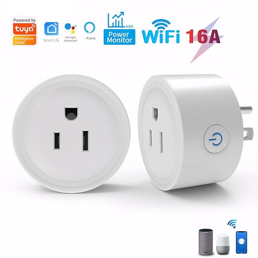 Mengshen Smart Plug Home WiFi Outlet with App Remote Control Compatible with Alexa & Google Home Smart Socket with Timer Function 16A 2.4GHz WiFi Only No Hub Required