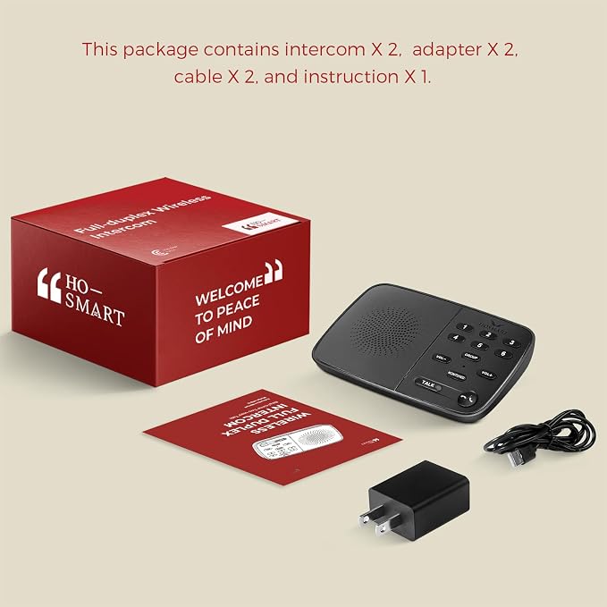 Hosmart UltraSpeak Intercoms Wireless for Home, 2025 Two-Way Real-time Intercom Full Duplex Wireless Intercom System for Home Use, House Intercom System for Business with 1200 Feet Range (2 Stations)