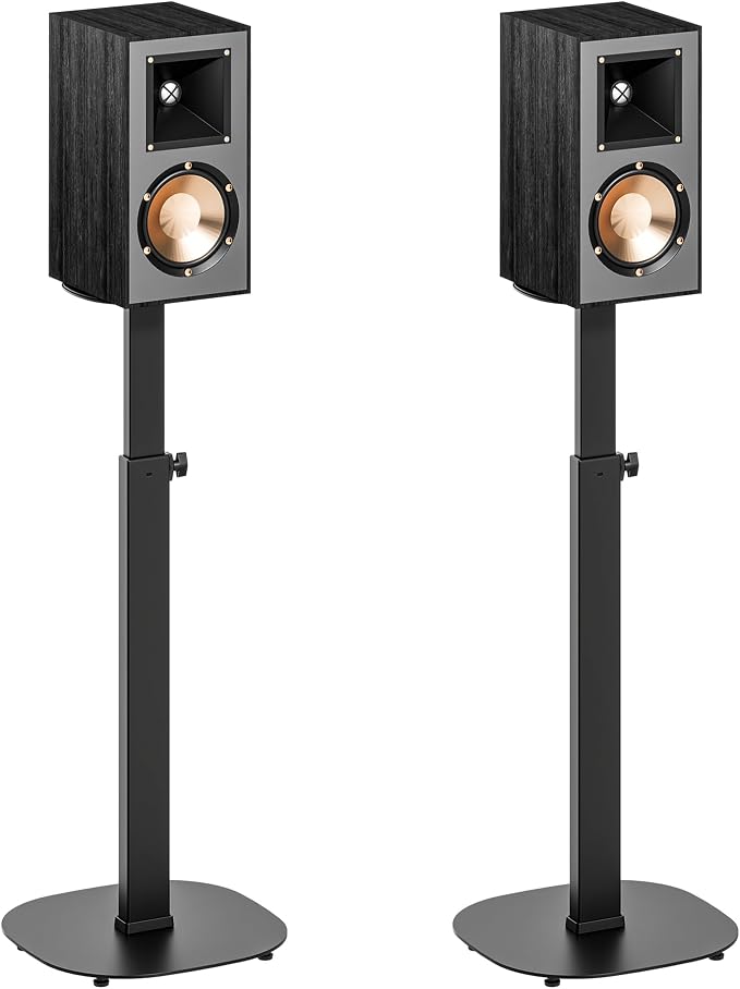 Pegzone Height-Adjustable Speaker Stand Pair from 28.6" to 46.1",22lbs Capacity,Bookshelf Speaker Stands for Surround Sound, Two Feet Avaliable, Easy Installation, Black
