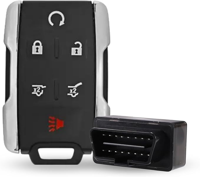 6 Buttons Keyless Entry Remote Key Fob Kit Fit for Chevy Tahoe Suburban GMC Yukon 2014 2015 2016 2017 2018 2019 2020 (FCC ID: M3N-32337100 Chrome)