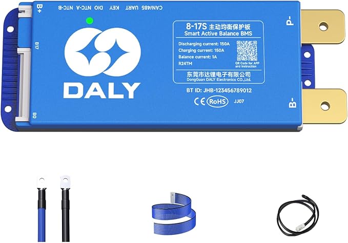 DALY Smart Active Balance BMS 150A 24V-60V 8S-17S Built-in Bluetooth with RS485 CAN PCB Battery Protection Board for Li-ion LifePO4 LTO Battery Pack