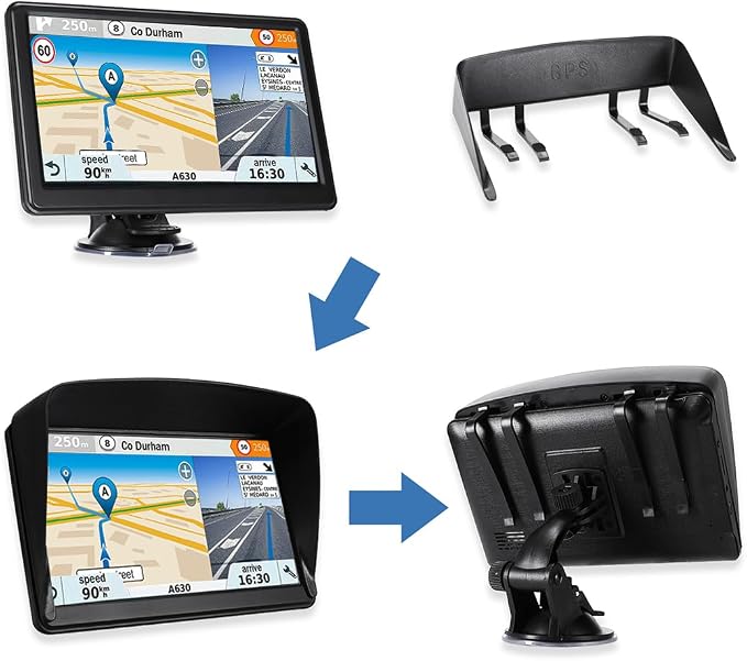 GPS Navigator for Car, 2026 Map 7 inch Touch Screen Car GPS 256-16GB,Voice Turn Direction Guidance, Support Speed and Red Light Warning, North America Lifetime map Free Update Truck(Navy)