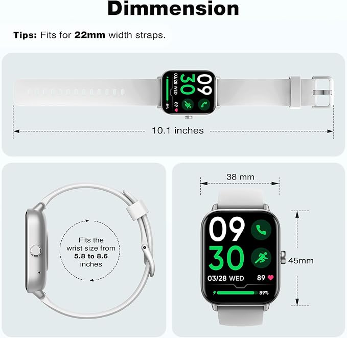 Fitpolo Smart Watch for Men Women,1.8” Touchscreen, Bluetooth Call, Alexa Built-in,24/7 Heart Rate,SpO2 Monitor,Step Counting,Sleep Tracking, IP68 Waterproof Fitness Tracker Watch for Android iPhone