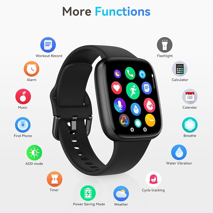 Smart Watch for Men/Women, Answer/Make Call, 1.85" AMOLED Always-On Display Screen Smartwatch for iPhone & Android, 3ATM Waterproof Fitness Tracker with Heart Rate/Sleep/SpO2 Monitor, 120+ Sport Modes