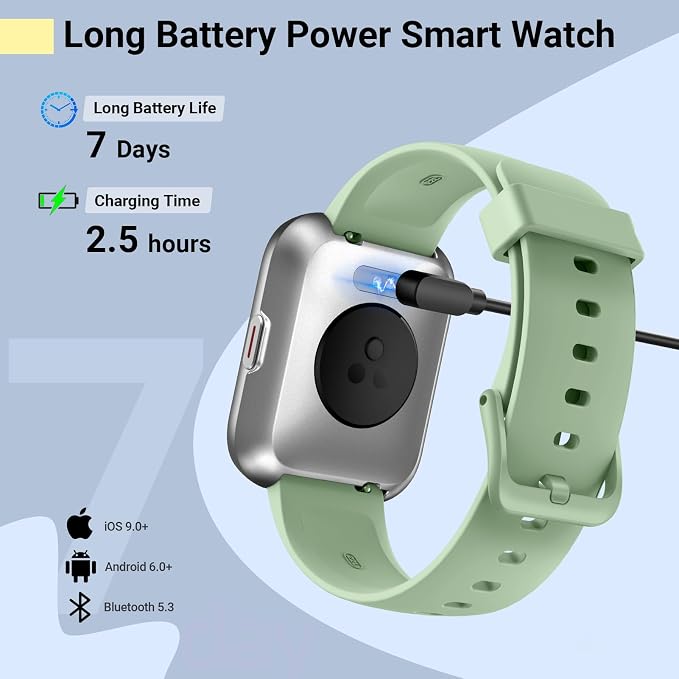 Quican Smart Watches for Women/Men, Smart Watch for Android Phones & iPhone, Fitness Watches for Women with Alexa, Call & Notification Alerts, Tracks Heart Rate/Sleep Smartwatches (Green, 1.8 inches)