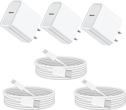 Fast Charging iPhone Fast Charger,3Pack[Apple MFi Certified]Fast Charger iPhone Quick Charging PD USB-C Blocks Cube Adapter with USB C to Lightning Cable for i Phone14/13/12/11 Pro Max Plus/Xs/SE,iPad