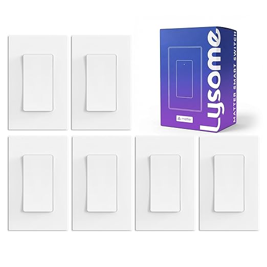 Matter Smart Light Switch, Voice Control Smart Wall Switches Compatible with Alexa & Google Assistant, Timer Schedule, Neutral Wire Required, Single Pole, 2.4GHz Wi-Fi, White, 6 Pack