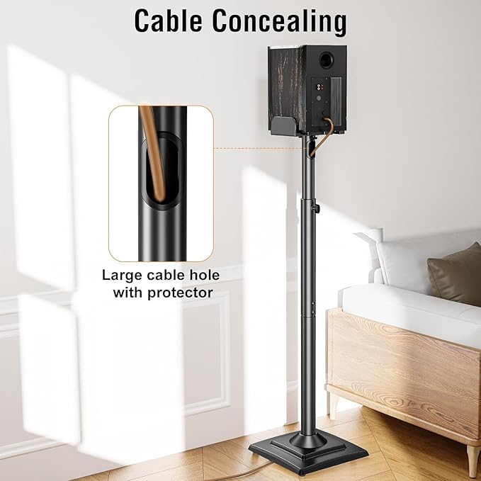 ELIVED Universal Speaker Stands Pair Height Adjustable Max 43.3", Surround Sound Speaker Stands for Bookshelf Speaker Satellite Rear Speakers Up to 11 lbs, Spring-Loaded Plate Extends to 10"