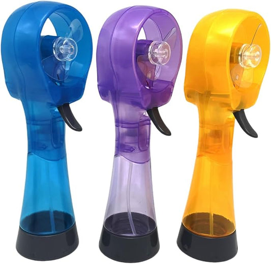 BJPEY Water Misting Fans Portable Personal Handheld Spray Fan Cooling Outdoor Cooler, Pack of 3 (Blue/Purple/Yellow)