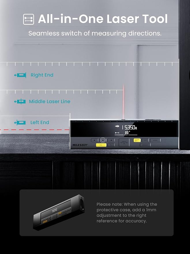 MiLESEEY DP20 Pro Dual Laser Measuring Tool, 390Ft Laser Measurement Tool with Middle Laser Reference, Rechargeable Laser Distance Measure with APP,Gen-2 Backlit Display Ft/in/M Units Laser Measure