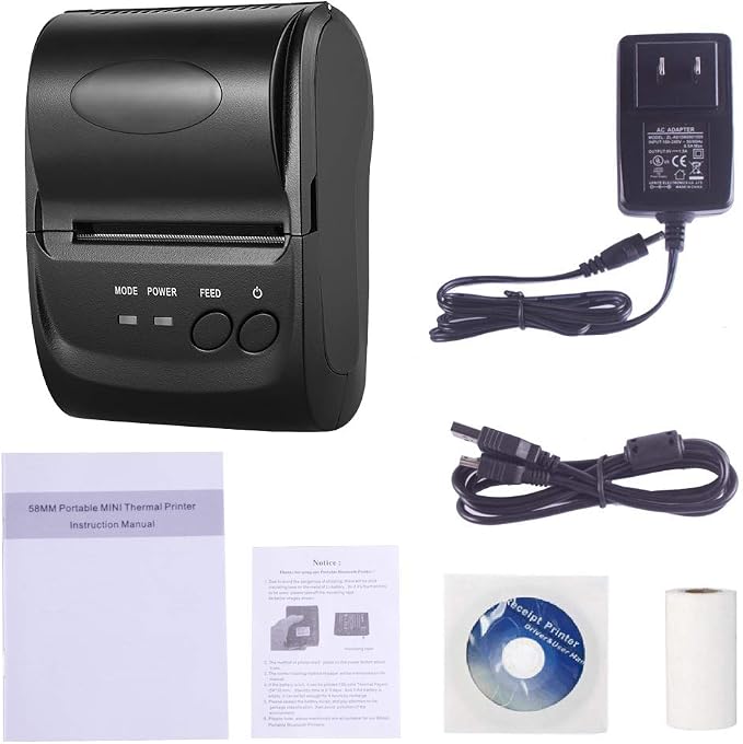 MUNBYN Android Wireless Bluetooth Thermal Printer with Carry Case and 2 1/4 x 50ft Thermal Paper (20 Rolls), BPA Free Receipt Paper