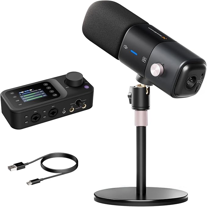 NearStream Podcast Equipment Bundle, XLR/USB Desk Microphone & Audio Interface