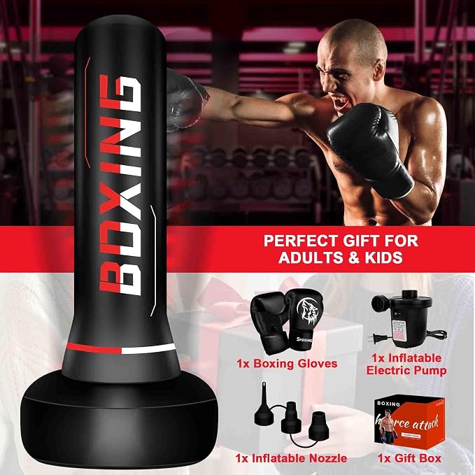 Freestanding Punching Bag for Adults,70" Heavy Duty Boxing Bag with Stand, Kickboxing and MMA Muay Thai Training Equipment for Men and Women Beginners