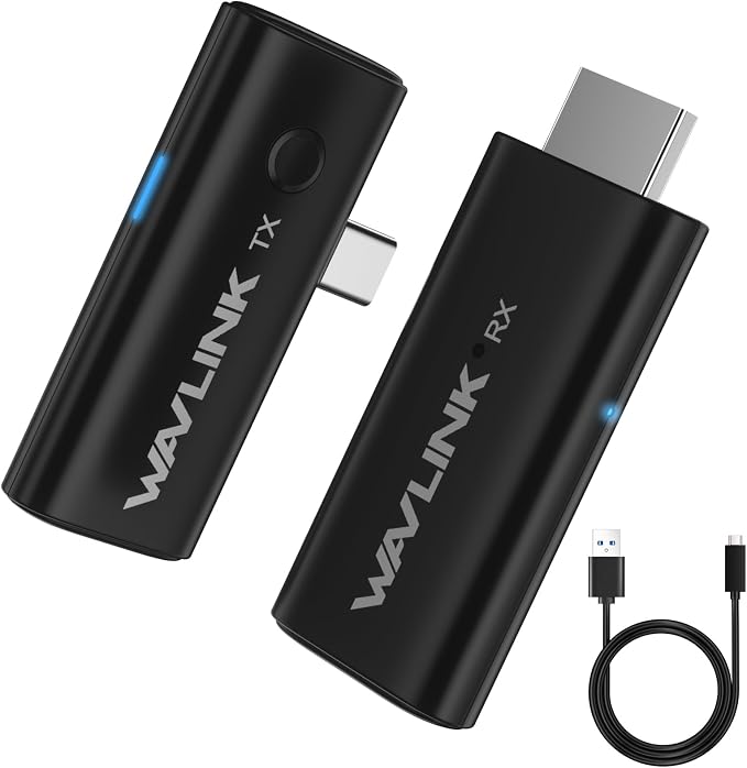 WAVLINK Wireless USB-C Transmitter and HDMI Receiver | 100FT/30M Transmission, Plug & Play, 4K Decoding, 1080P@60Hz Output, 5G Band for Meetings, Movies, Teaching and Daily Using