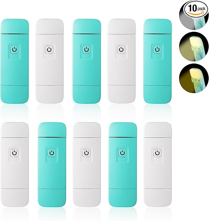KunHe 10 Pack USB Rechargeable Book Light Bulk for Reading at Night in Bed LED Reading Lights with Clip for Kids & Adults Bulk Gift for Book Lovers