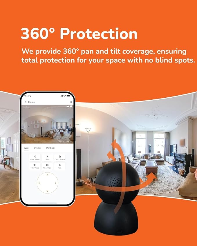 SensForge 2.5K Pan-Tilt Security Camera, 360° Dual-Band WiFi Camera for Home, Free AI Human & Pet Detection