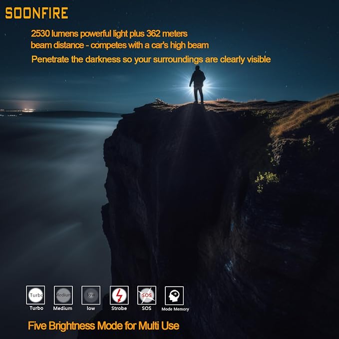 MX77 2530 Lumen LED Tactical Flashlight Law Enforcement, 390 Yards Beam Distance USB-C Rechargeable Pocket Flashlight with Battery