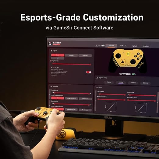 GameSir G7 Pro 8K PC Wireless Gaming Controller, 8000Hz Polling Rate, Gen 2 TMR Joysticks, Hall Effect Triggers, 4 Programmable Buttons, Charging Dock, Esports Controller for FPS & Competitive Gaming - Champion Edition