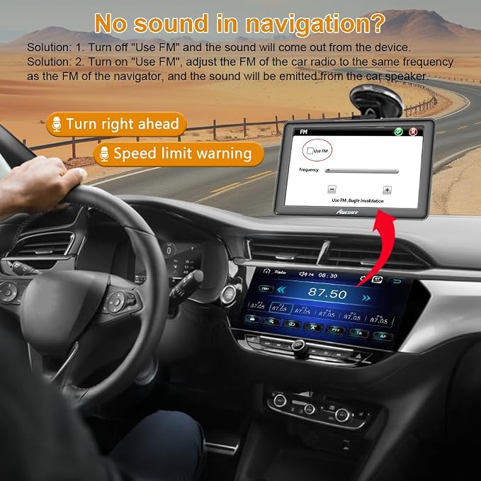 AWESAFE GPS Navigator for Car 7 inch Touch Screen Voice Prompts Turn Direction Speed Limit Warning Free Update Map