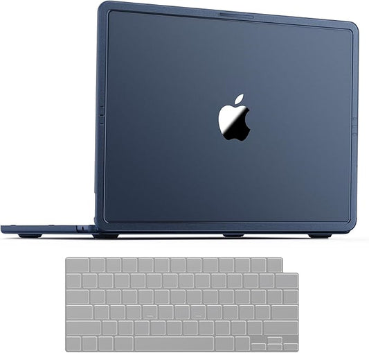 Compatible with MacBook Air 13 inch Case M5 M4 M3 M2 2026 2025-2022, [100% Match Official Color] Protective Hard Shell Laptop Cover +Translucent Keyboard Cove – Midnight Clear