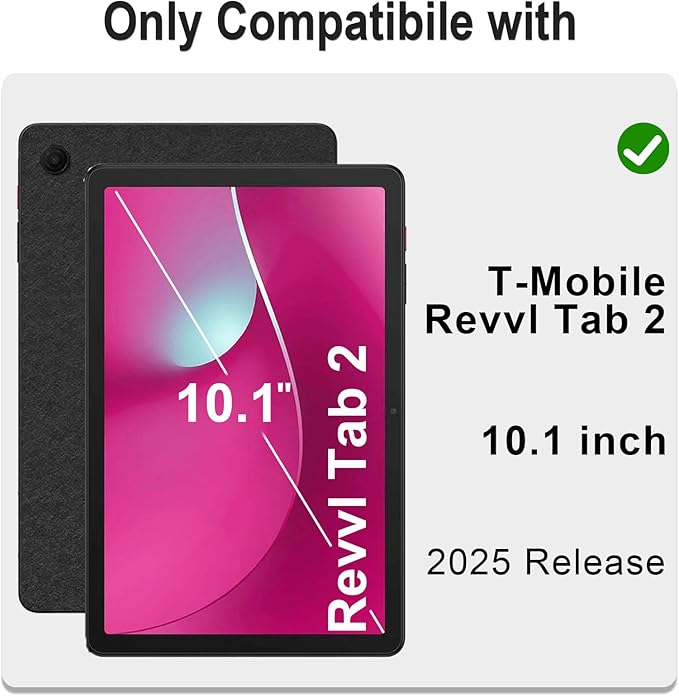 WESOROL Case for T-Mobile Revvl Tab 2 10.1 inch 2025 Release, Heavy Duty Shockproof Full Body Protective Cover with 360 Rotating Stand and Shoulder Strap,Black Rose