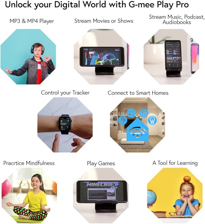 G-Mee Play Pro-64GB Android 12 Smartplayer (not a Smartphone), Mp3 Player w/Bluetooth & Wi-Fi, Spotify Music Player/Mp4 Player & More, Kids' Safe Device w/Parental Controls